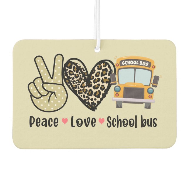 Frieden, Liebe, Schulbus Autolufterfrischer (Vorderseite)