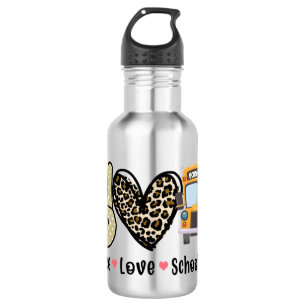 Frieden, Liebe, Schulbus Edelstahlflasche