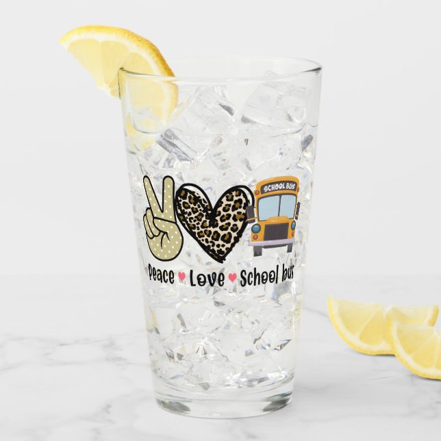 Frieden, Liebe, Schulbus Glas (Vorderseite Ice)