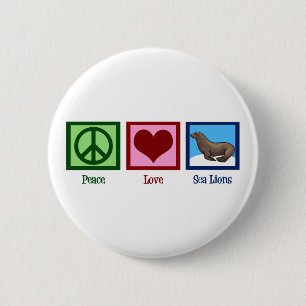 Frieden Liebe Seelöwen Button