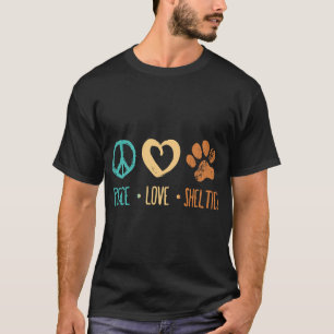 Frieden Liebe Shelties Pfotenabdruck Hundeliebhabe T-Shirt