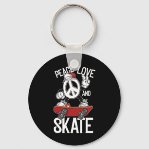 Frieden Liebe Skate Lustiger Skater Skateboard Und Schlüsselanhänger