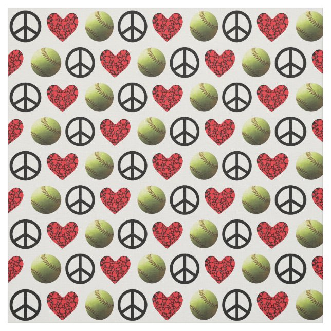 Frieden, Liebe, Softball-Entwurf Stoff (Muster)