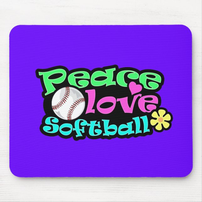 Frieden, Liebe, Softball Mousepad (Vorne)
