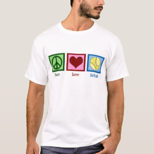 Frieden Liebe Softball T-Shirt