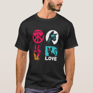 Frieden Liebe Sphynx Katze - Vintage Friedenssymbo T-Shirt