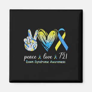 Frieden Liebe T21 Down-Syndrom-Bewusstsein Blau Ge Magnet