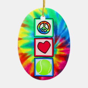 Frieden, Liebe, Tennis Keramikornament