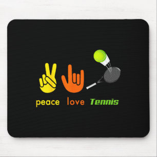 Frieden Liebe Tennis Lustige Tennis Liebhaber Hand Mousepad