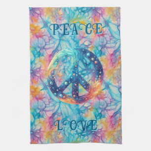 Frieden Liebe Tie-Dye Geschirrtuch