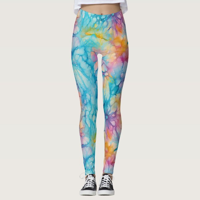 Frieden Liebe Tie-Dye Leggings (Vorderseite)