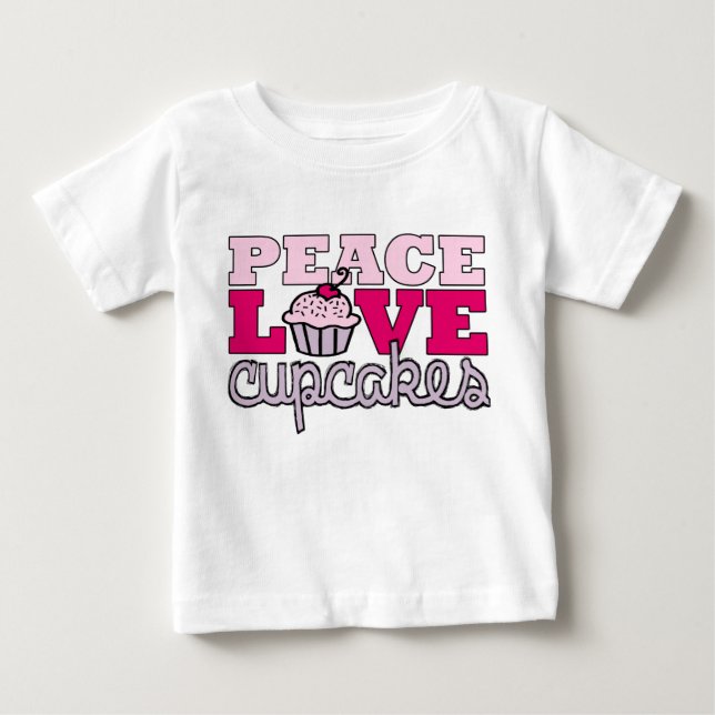 Frieden, Liebe u. kleine Kuchen! Baby T-shirt (Vorderseite)