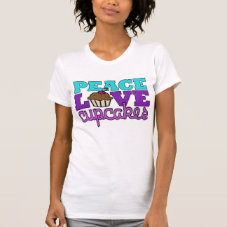 Frieden, Liebe u. kleine Kuchen! Lila T-Shirt