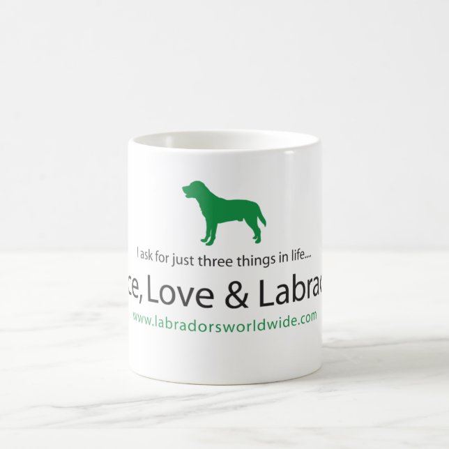 Frieden, Liebe u. Labradors Kaffeetasse (Mittel)