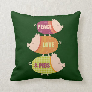 Frieden, Liebe u. Schweine (Stapel) Kissen