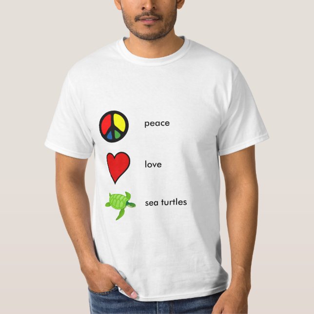 Frieden, Liebe u. Seeschildkröten T-Shirt (Vorderseite)