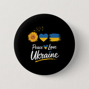 Frieden Liebe Ukraine Sonnenblume Flagge Steh Mit Button