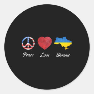 Frieden Liebe Ukraine USA-Flagge Ukraine-Flagge Runder Aufkleber