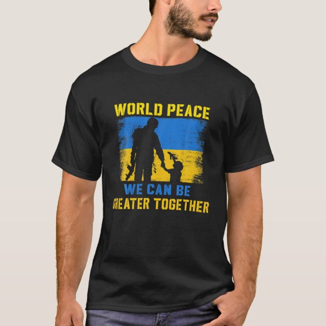 Frieden, Liebe, ukrainische Flagge Ich stehe mit d T-Shirt (Vorderseite)