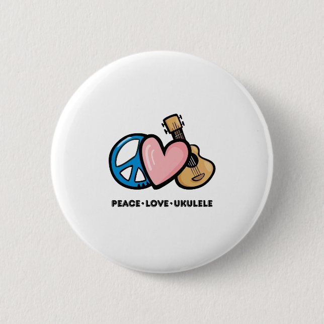 Frieden, Liebe, Ukulele Button (Vorderseite)