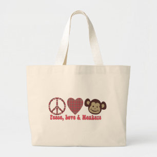 Frieden, Liebe und Affen Retro T-Shirts und Gesche Jumbo Stoffbeutel