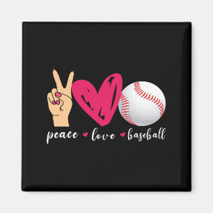 Frieden Liebe Und Baseball Lustiges Baseball-Team Magnet