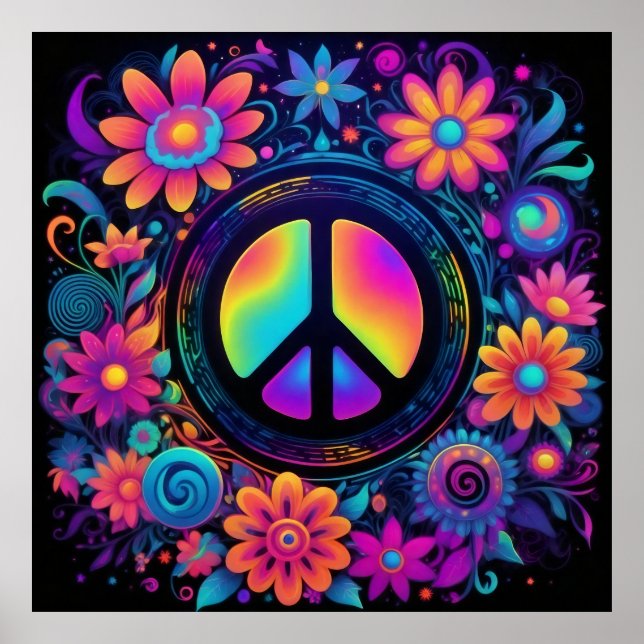 Frieden, Liebe und Blume Poster (Vorne)