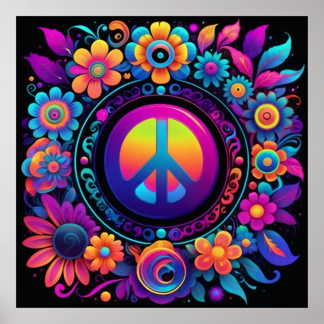 Frieden, Liebe und Blume Poster (Vorne)