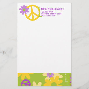 Frieden, Liebe und Blumen Briefpapier