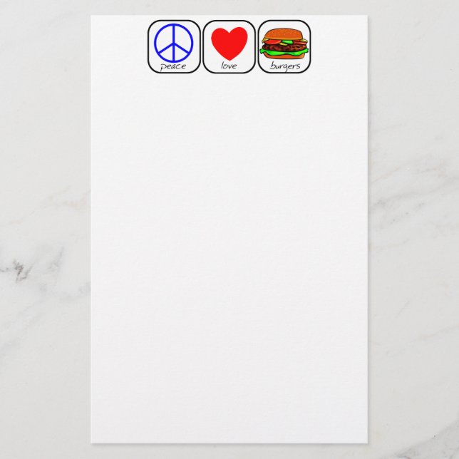 Frieden, Liebe und Burgers Stationery Briefpapier (Vorderseite)