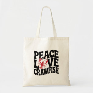 Frieden Liebe und Crawfish Cajun Name Tragetasche