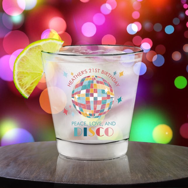 Frieden, Liebe und Disco Geburtstagsparty Custom Schnapsglas (Von Creator hochgeladen)