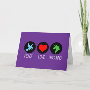 Frieden Liebe und Einhörner Karte