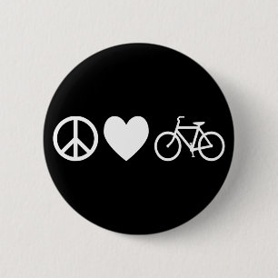 Frieden Liebe und Fahrräder Button