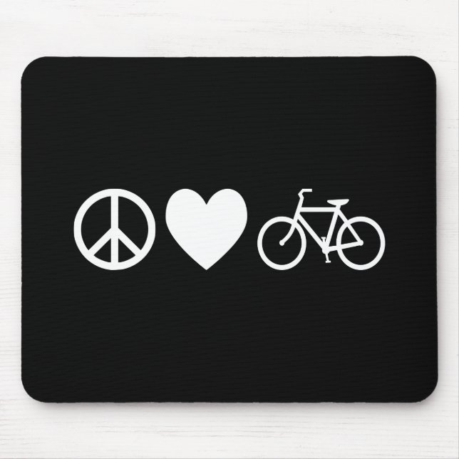 Frieden Liebe und Fahrräder Mousepad (Vorne)
