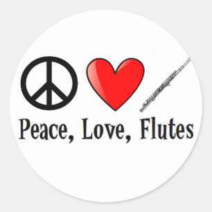 Frieden, Liebe und Flöten Runder Aufkleber
