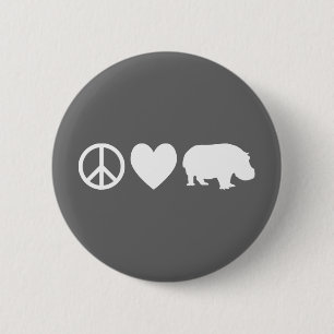 Frieden Liebe und Flusspferde Button