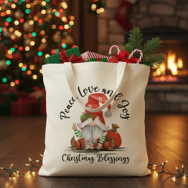 Frieden, Liebe und Freude Weihnachten Gnome Segnun Tragetasche