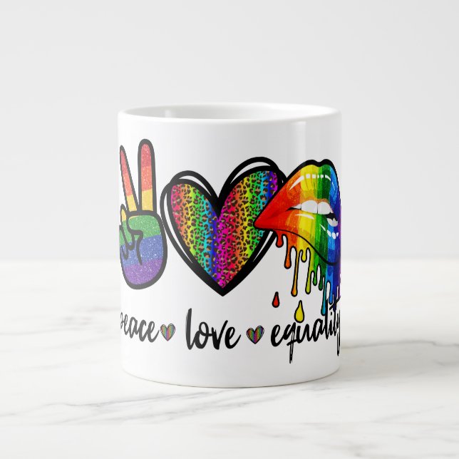 Frieden, Liebe und Gleichheit Jumbo-Tasse (Vorderseite)