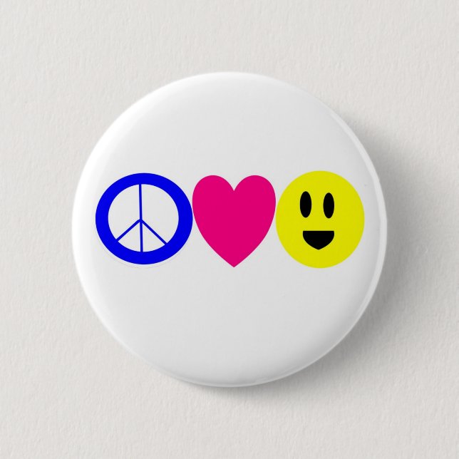 Frieden, Liebe und Glück Button (Vorderseite)