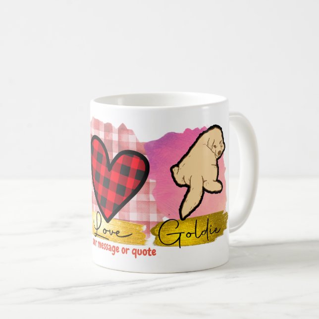 Frieden Liebe und Goldie Golden Retriever Hund Lov Kaffeetasse (VorderseiteRechts)