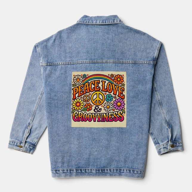 Frieden, Liebe und Grooviness Denim Jacket Jeansjacke (Rückseite)