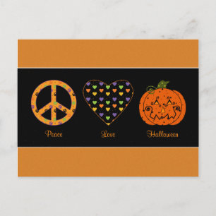 Frieden, Liebe und Halloween Postkarte