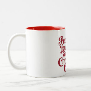 Frieden, Liebe und Heiterkeit Zweifarbige Tasse