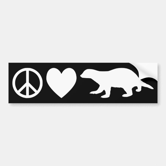 Frieden, Liebe und Honey Badgers Autoaufkleber (Vorne)