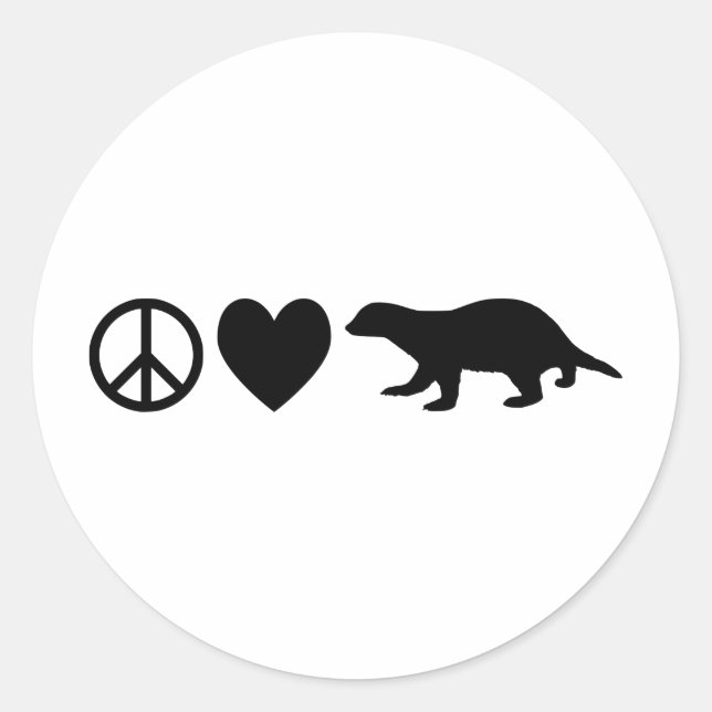 Frieden, Liebe und Honey Badgers Runder Aufkleber (Vorderseite)