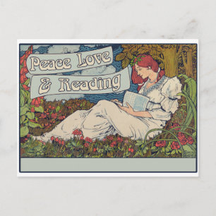 Frieden Liebe und Lesen Postkarte