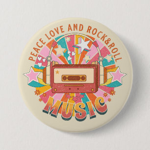 Frieden Liebe und Rock & Roll Button