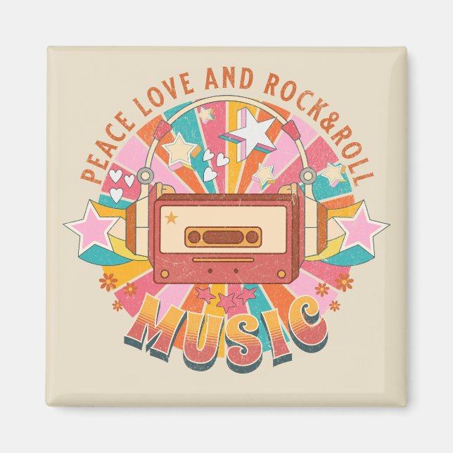 Frieden Liebe und Rock & Roll Magnet (Vorne)
