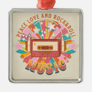 Frieden Liebe und Rock & Roll Ornament Aus Metall